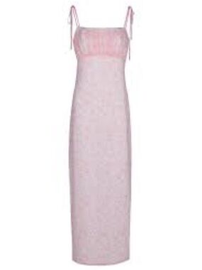 NWT Bellevue the Label Cosette Crepe Strappy Pink White Floral Maxi Dress XL